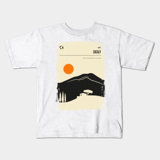 Sicily Italy Vintage Minimal Retro Travel Poster Kids T-Shirt